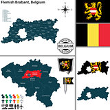 Map of Flemish Brabant, Belgium