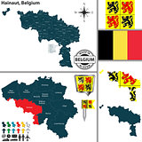 Map of Hainaut, Belgium