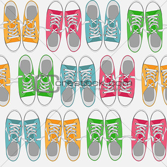 Seamless Pattern with shoes on color background Vector Illustration