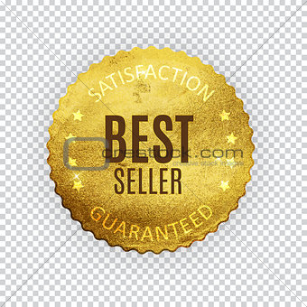 Best Seller Golden Shiny Label Sign. Vector Illustration