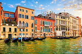 Venice, Italy. Gondolas on Grand Channel