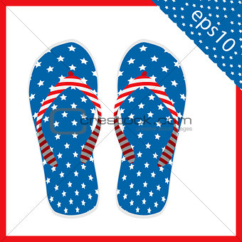 summer slippers with USA flag design. vector illustration eps 10
