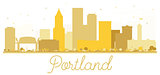 Portland Oregon USA City skyline golden silhouette.