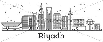 Outline Riyadh Saudi Arabia City Skyline with Modern Buildings I