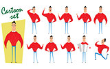 Set of cartoon guy in casual clothes in different poses