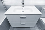 Close uo image of the white sink.