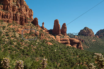 View of the Two Nuns and the Madonna and Child formations in Sedona, Arizona