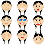 Chinese Girl Emoticon Emoji Stickers