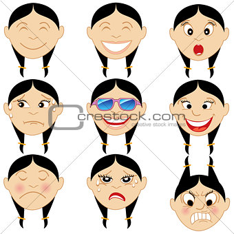 Chinese Girl Emoticon Emoji Stickers