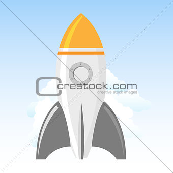 Rocket launch - spacecraft in clouds, rocket start