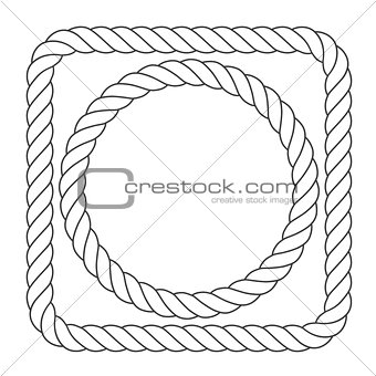 Simple rope frames - square and round rope borders