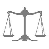 Silhouette of old balance - scales, symbol of justice