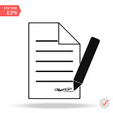 Document With Pencil Icon on white background.