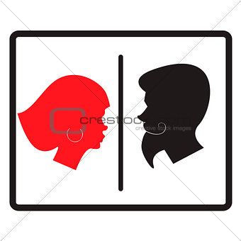 Male and female icons isolated on white background. Stylish hipster toilet WC signs. Vector illustration.