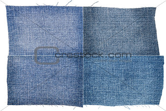 Collection of light blue jeans fabric textures