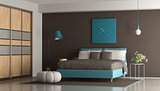 Blue and brown modern bedroom