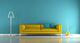 Blue and yellow living room