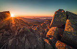Rocky Mountain Peak. Mountain Landscape at Sunset