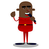 African american boy singing.