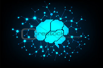 Light bulbs in creative ideas and intelligence.Vector technology in the brain concept is the center of various systems.