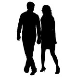 Couples man and woman silhouettes on a white background