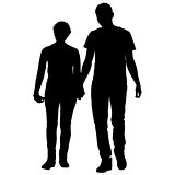 Couples man and woman silhouettes on a white background