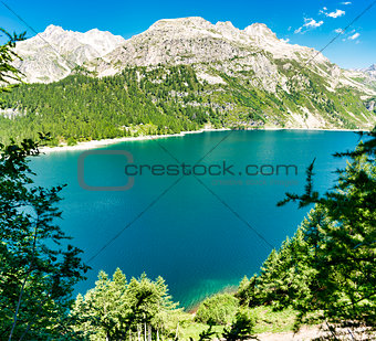 Mountains and lake in summer season