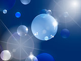 bubbles with reflections on blue background