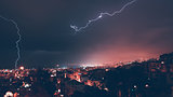 Beautiful lightning over city