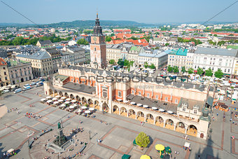 The historical center of Krakow in Poland, in a shot view from t