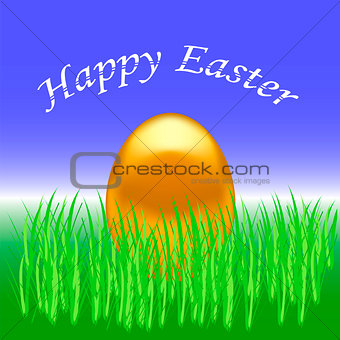 Spring Easter Card. Gold  Egg