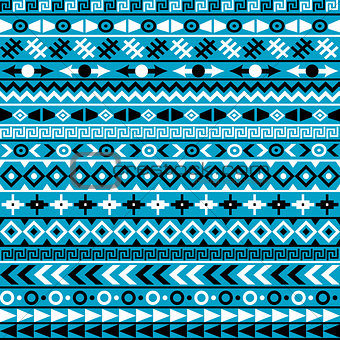 Ethnic motifs on blue background
