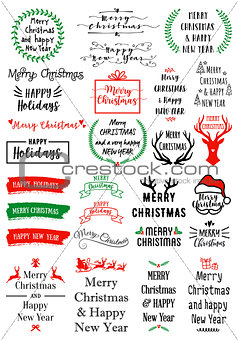 Christmas text overlays, vector set