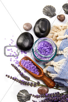 Spa still life with lavender salt