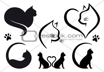 Cat logo design, vector set