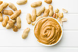 Creamy peanut butter and peanuts.