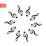 Decoration of musical notes in the shape of a circle
