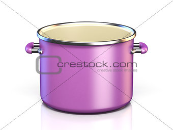 Purple cooking pot 3D render illustration