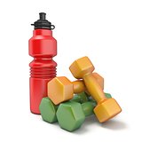 Plastic bottle and dumbbells 3D