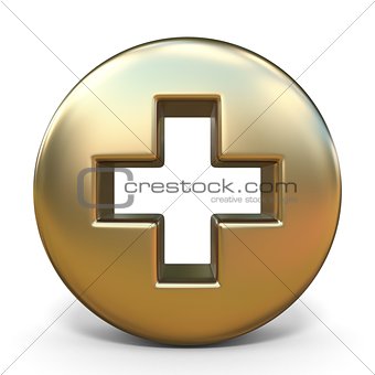 Symbol plus golden sign 3D