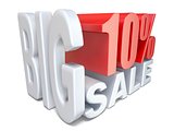 White red big sale sign PERCENT 10 3D