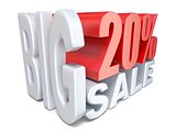 White red big sale sign PERCENT 20 3D