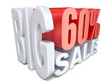 White red big sale sign PERCENT 60 3D