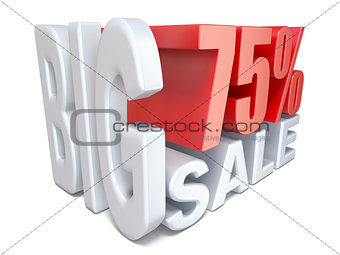 White red big sale sign PERCENT 75 3D