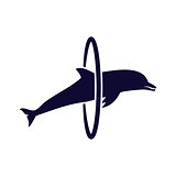 Silhouette dolphins jump