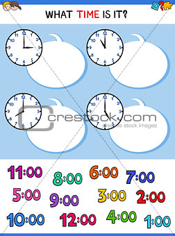 telling time clock face cartoon game