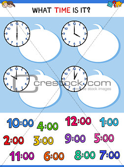telling time clock face cartoon task