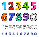 basic numbers cartoon characters set