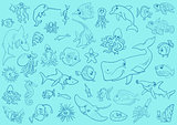 sea life animals background pattern