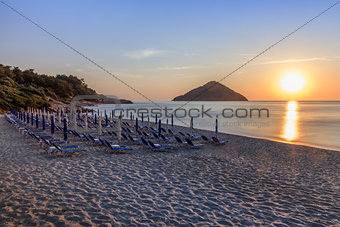 Paradise beach at sunrise. Greece